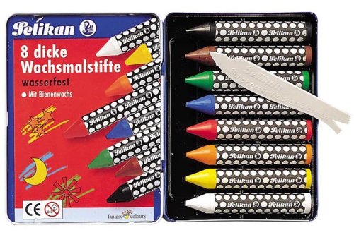 Childrens Toyshop  Spielwaren : Pelikan 720748 - Wachsmalstifte Dick 8St wasserfest 8Stück in Metalletui