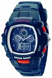 Image of Terrain boys blue ana-digi dial, red buttons, blue rubber strap. Black nylon wallet with Terrain logo