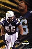 San Diego Chargers (Shawne Merriman) White Wood-Mounted Sports Poster Print - 24