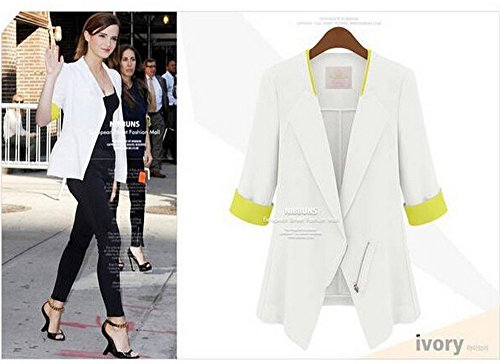 テーラードジャケット ドレス スーツ 半袖　配色　スリム　タイト　美しい　春　ヨーロピアン　シルエット ホワイト (オリジナル・ブレスレットとサシェセット)