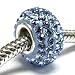 Sterling Silver March Birthstone Round Bead Aquamarine Crystals For Pandora Troll European Charm Bracelets