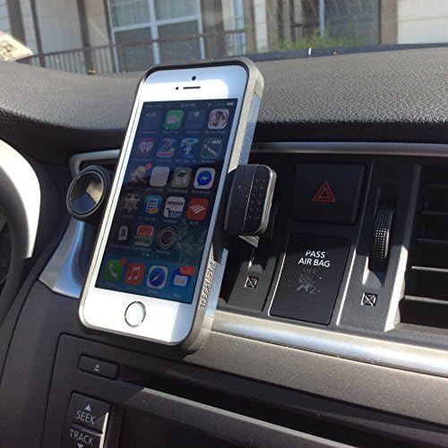 The all New Cell Phone Car Mount Holder -Rotates 360 -Holds Most Smartphones Including Galaxy S4 and S5, IPhone 6, iphone 6 plus, IPhone 5, 5S and 5C, LG G2, and Nexus 5. Even Holds GalaNote 3. Ipod, Small, Sleek, Simple. and Doubles as a Desk/table Stand. (Black)