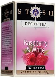 Stash Premium Decaf Raspberry & White Tea, Tea Bags, 18-Count Boxes (Pack of 6)