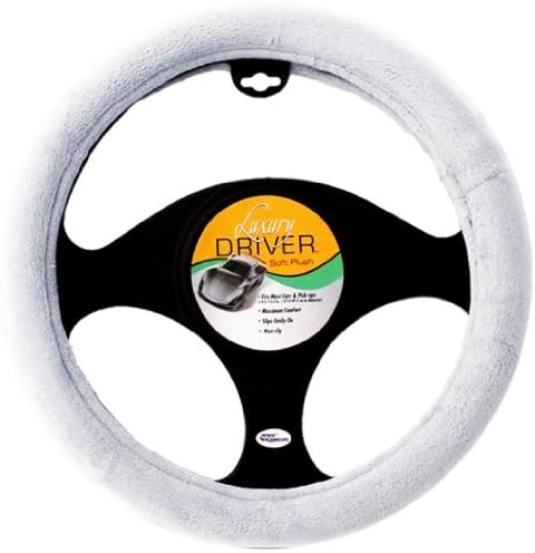 Luxury Driver Soft Plush Steering Wheel Cover -Gray/Grey- [Style #14281]