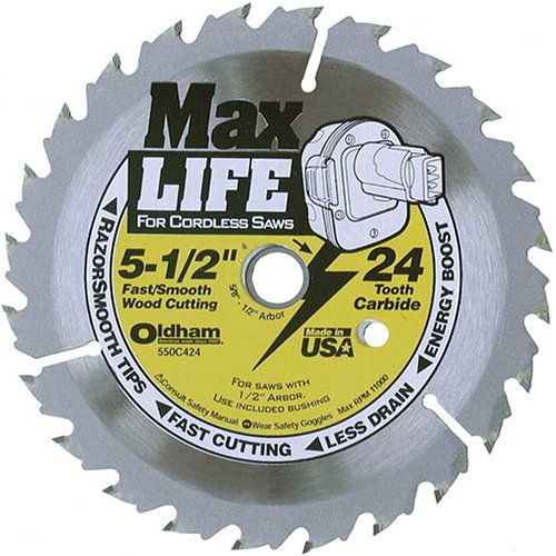Oldham 550C424 Max Life 5-1/2-Inch 24 Tooth ATB Cordless Saw Blade with 5/8-Inch Arbor