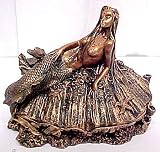 Mermaid On Clam Shell Trinket Box Bronze Finish