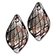 Murano Style Glass Silver Foil Black and Red Small Leaf For Earrings (2)