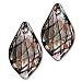 Murano Style Glass Silver Foil Black and Red Small Leaf For Earrings (2)