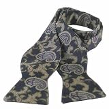 Mens Blue Paisley Silk Self Tie Bowtie Bow Tie