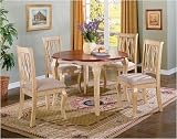 All new item 5 pc antique buttermilk finish and walnut finish wood dining table set