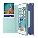 iPhone 6S Wallet Case, Maxboost [Elegance Series] iPhone Wallet Cover for iPhone 6 / 6S Protective PU Leather Card Case w/3 Card Slots + Side Pocket Flip Magnetic - Navy Blue/Teal