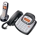 Uniden TRU8888 5.8 GHz Digital Expandable Cordless Phone with Corded Base, Dual Keypads, and Answering System (Black/Silver)