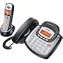 Uniden TRU8888 5.8 GHz Digital Expandable Cordless Phone with Corded Base, Dual Keypads, and Answering System (Black/Silver)