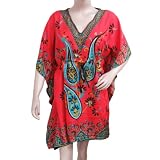 Ibaexports Crimson Kaftan Women Tunic Night Polyester Gown Top Evening Dress Free Size M Xl Xxl