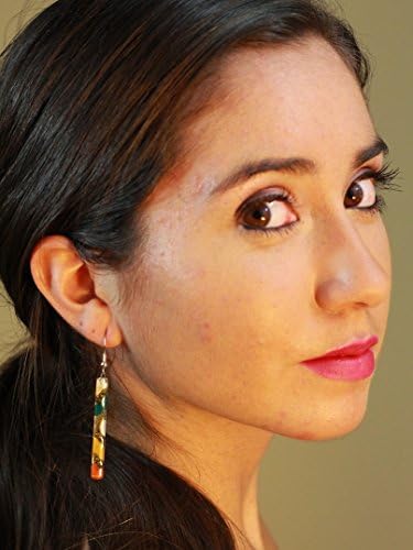 Hand Crafted Artisan Fused Art Glass Earrings - Dangling Earrings Glass with sterling silver hoooks.