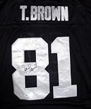 Tim Brown Autographed/Hand Signed Oakland Raiders Black Jersey PSA/DNA