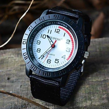 Watch Shout Men's Rotary Case Scale Dial Fabric Strap Outdoor Sport Wrist Watch