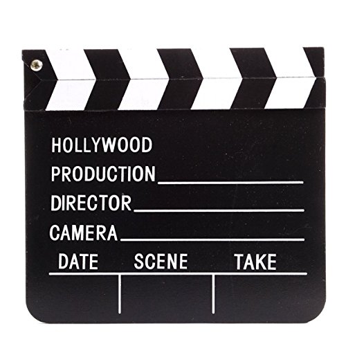 Wooden Hollywood Directors Movie Action Scene Clapper Board - Black + White