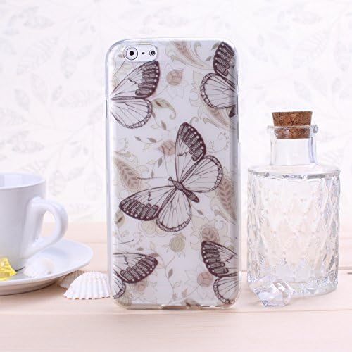Wkae®Fashion New Color Pattern TPU Case Cover for iPhone 6 4.7" inch --- Flower and Butterfly Series By Diebell (grey butterfly)