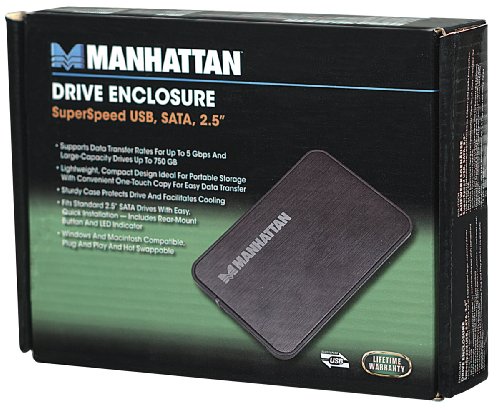 MANHATTAN USB 3.0 Laufwerksgehaeuse Unterstuetzt Datenuebertragungsraten bis zu 5Gbit/s und grosse 2,5 Zoll Festplatten bis zu 750GB