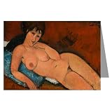 Single Amedeo Modigliani Fine Art Painting Titled Nude On A Blue Cushion 1917 Greeting Card