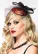 Leg Avenue A1680 Femme Fatale Wet Look Fascinator Hair Clip With Veil And Sequin Bow (Red;One Size)
