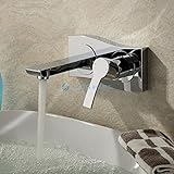 バスルーム・キッチン用混合水栓 洗面用蛇口 クロームメッキ シルバー色 壁付 滝型 (シングルレバー) MPAZ021