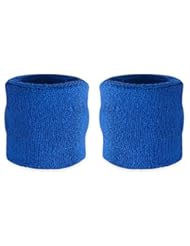 Sports: Suddora Wrist Sweatbands Also Available in Neon Colors - Athletic Cotton Terry Cloth Wristbands for Sports (Pair) (Blue) - Suddora