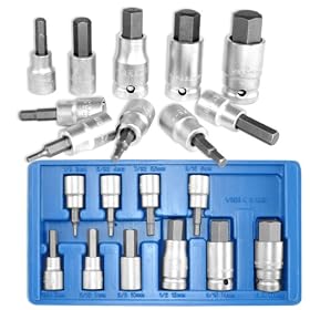 10 piece 3 8, 1 2 Drive Metric Hex Bit Socket Set by Unknown
