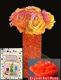 Crystal Jelly Decor Colorful Beads 14gr. pkg.; Orange Color + Includes (1) Crystal Soil Rose.