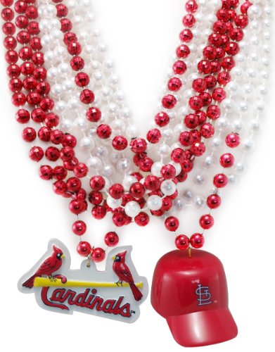 MLB St Louis Cardinals Team Medallion, Mini-Helmet and Mardi-Gras Bead Set