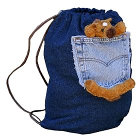 Recycled Denim Animal Duffle Knapsack for Kids by BearHands