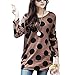 DJT Women's Round Neck Pullover Dots Pattern Tunic Knitted Shirt #5 Coffee