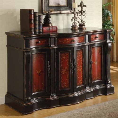 Bombe Chest with Floral Pattern in Two Tone Finish