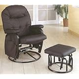 Black leatherette Cushion Swivel Glider recliner w/Ottoman