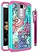 LG K8 Case, LG Escape 3 Case, LG Phoenix 2 Case, Style4U Flower Studded Rhinestone Crystal Bling Hybrid Armor Case Cover for LG K8 / LG Escape 3 / LG Phoenix 2 with 1 Style4U Stylus [Teal/Hot Pink]