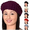 Ladies Chunky Knit Beanie Hat Beret Style With Woven Sparkling Glittery Thread
