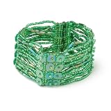 Emerald Green Pipe Beaded Stretch Bracelet