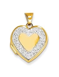 14k Swarovski Elements White Heart Locket