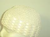 Cp11i, Hand Crocheted Ivory Gimp Skull Cap for Teens and Adult Men