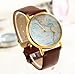Gift-HK New Mens Women World Sea Map Table Leather Wrist Watch Quartz Brown