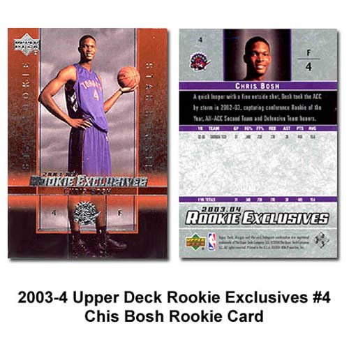 Upper Deck Rookie Exclusive Toronto Raptors Chris Bosh Rookie Card