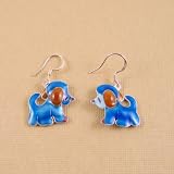 Puppy Enameled Earrings Sterling Silver Blue