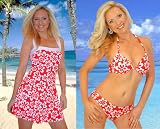 Hawaiian Print 2pc underwire Swimsuit and Matching Cover-up Dress