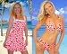 Hawaiian Print 2pc underwire Swimsuit and Matching Cover-up Dress