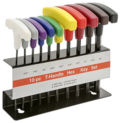 Grizzly H0488 10-Piece T-Handlee Hex Key Sets, SAE