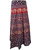 Long Wrap Skirt Blue Elephants Printed Cotton Wrap Around Indian Skirts Boho Beach Cover Up