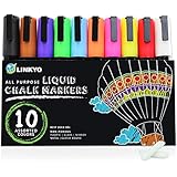10-Color LINKYO Liquid Chalk Marker Pens with Erasable Ink and Reversible Tips