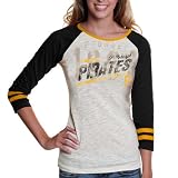 MLB Pittsburgh Pirates Ladies Onside Kick Long Sleeve T-Shirt - White/Black (Large)