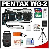 Pentax Optio WG-2 Shock & Waterproof GPS Digital Camera (Gloss White) with 16GB Card + Battery + Tripod + Case + Float Strap + Accessory Kit